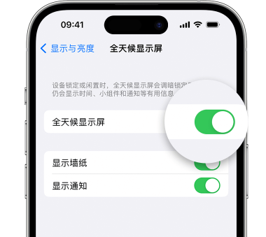 清河苹果15预约维修分享iPhone15如何设置全天候显示屏幕可见 